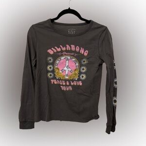 Billabong Charcoal Peace & Love Tour Long Sleeve Tee Size L